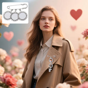 Individuell Bedruckte Logo-Anhänger Erinnerungsfoto-Sublimation Hochzeitspaar-Charms Geschenk-Pin DIY-Schmuck Runde Metallbrosche - Product Image 5