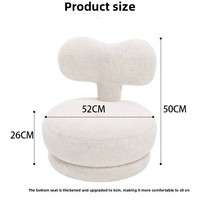 Fauteuil de salon en crème, tabouret bébé, tabouret de lecture individuel en fausse fourrure, petit tabouret pivotant en bois massif pour salon