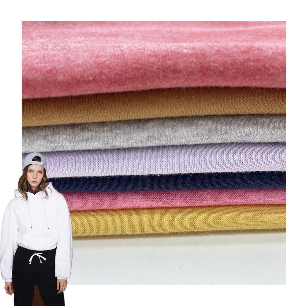 Ткань French Terry для женщин, толстовка, 100% полиэстер, Смешанная вязка, матовый флис CVC, индивидуальный дизайн, 80% хлопок, 20%
