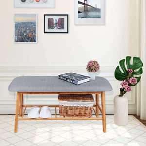 बांस के घर का जूता बदलना बेंच बेडरूम के अंत कुर्सी फुटरेस्ट सोफा मल भंडारण जूता रैक बेंच - Product Image 3