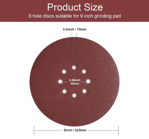 En stock 300 disques abrasifs de 225 mm (9 pouces) à 8 trous, auto-agrippants, grains 80/120/150/180/240 <span class=keywords><strong>pour</strong></span> ponceuse à cloisons sèches et ponceuse orbitale, livraison rapide - Product Image 3