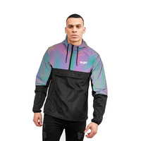 Vente en gros Coupe-vent décontracté Prix bon marché Pullover Mens Color Block Veste réfléchissante