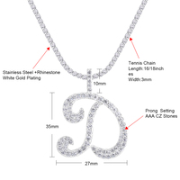 Colgante collar con plata de primera ley Circonia cúbica para mujer, Gargantilla, zirconia, circonita, zirconita, diamante, Estilo Vintage, letra inicial