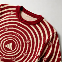 Pull en tricot rétro pour homme, motif spirale rayé jacquard, motif géométrique d'éléphant, col rond, pull tendance