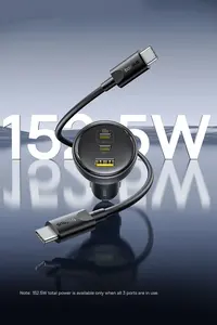 <span class=keywords><strong>Chargeur</strong></span> de voiture <span class=keywords><strong>Baseus</strong></span> 152.5W <span class=keywords><strong>100W</strong></span> Charge rapide PD3.0 QC4.0 USB Type-C <span class=keywords><strong>Chargeur</strong></span> de téléphone pour IPhone16 15 Samsung Xiaomi Laptops Tablet - Product Image 4