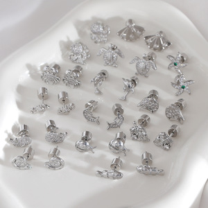 Pendientes de tuerca de moda de estilo coreano simples y frescos para primavera/verano circón-<span class=keywords><strong>incidentalmente</strong></span> tortuga ballena Concha oreja hueso tachuelas - Product Image 4