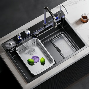 อ่างล้างจานสแตนเลส 304 หนา 5.0 มม. แบบอ่างเดี่ยวขนาดใหญ่ พร้อมตะแกรงกรองเศษอาหาร อ่างล้างจานสำหรับใช้ในครัวเรือน - Product Image 1