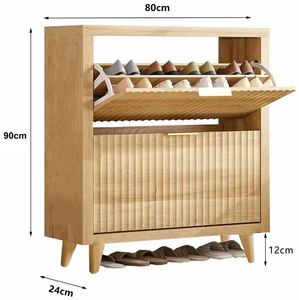 Mueble auxiliar con acabado de madera, MDF, 2 cajones, zapatero con puerta acanalada para guardar zapatos en la sala de estar - Product Image 6