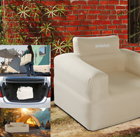 Canapé de camping gonflable double, en tissu double couche, avec chaise pliante intégrée et tabouret gonflable portable pour le voyage