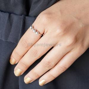 <b>Anxiety</b> Relief Silver 925 Sterling Silver <b>Fidget</b> Worry <b>Ring</b> <b>for</b> Women Adjustable Spinner Luxury Wedding Beads - Product Image 2