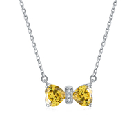 Collier minimaliste en argent sterling 925 avec pendentif nœud et pierre précieuse en forme de cœur, 12 pierres de naissance, pour femme