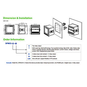 Modbus RS485แผงมัลติฟังก์ชั่น SPM33-R นำร่องเครื่องวิเคราะห์คุณภาพพลังงาน - Product Image 6