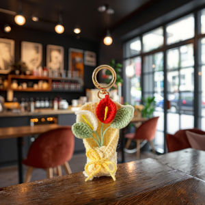 Yüksek kalite el yapımı gelinçiceği çiçek örme peluş anahtarlık Mini tığ çiçek buket anahtarlık kolye hediye anahtarlık oyuncaklar - Product Image 3