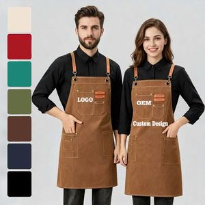 Tablier de chef sans manches en toile robuste personnalisable avec logo, lavable, durable, résistant à l'huile, conception à bretelles croisées - Product Image 1