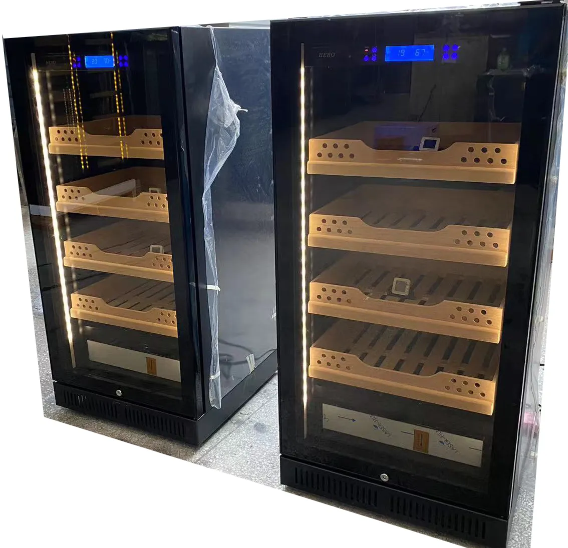 800 Stück Großhandel Zigarren Humidore Holz Digital LCD Schalt schrank Für Zigarren