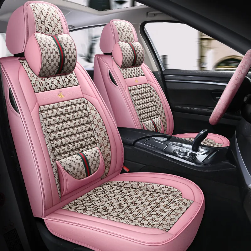 car interior accessories 2022 universal size luxury leather car seat cover 3d branded designer full set for mercedes benz bmw