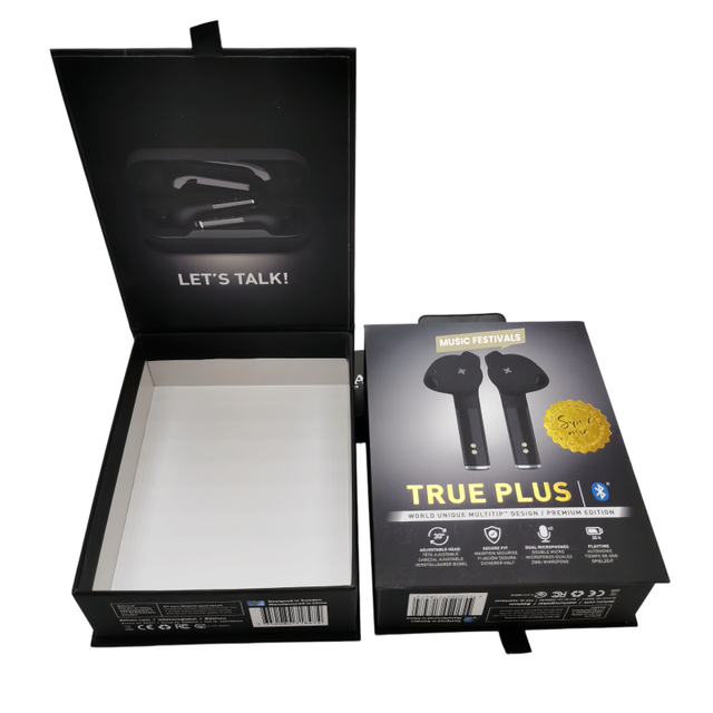 Factory Direct Wireless Earbuds Box Custom Magnetic Gift Box Gold Foil Embossing Wholesale Headphone Packaging for Earphone