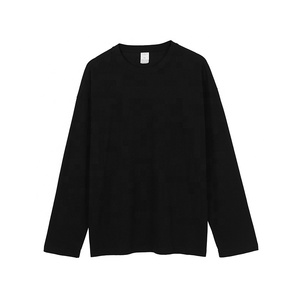 T-<span class=keywords><strong>shirts</strong></span> à manches longues pour hommes, en coton 100% tricoté, de haute qualité, avec logo personnalisé, poids lourd 220 GSM, écologiques, blancs - Product Image 3