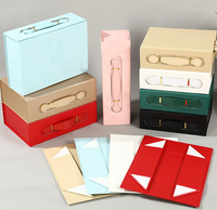 Boîtes en carton de luxe personnalisées imprimées, robustes, pliables, avec fermeture magnétique, boîtes cadeaux roses, emballage avec poignée en cuir