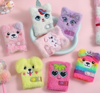 Carnet de poche en peluche mini licorne de dessin animé pour enfants avec fermeture à bouton-pression, carnet portable et mignon de style ours pour étudiants