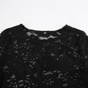 Abito Casual da <span class=keywords><strong>Donna</strong></span> di Alta Qualità in Pizzo Nero Sexy con Collo Rotondo e Maniche Lunghe Aderente - Product Image 6