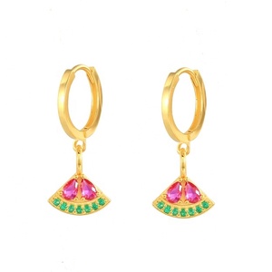 Gemnel zircons de couleur vive, breloque de fruit, carotte, pêche, pastèque, <span class=keywords><strong>raisin</strong></span>, pendentif, cerceau, boucles <span class=keywords><strong>d</strong></span>'oreilles pour filles - Product Image 6