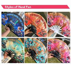 Abanicos de mano plegables de 33 cm (13 pulgadas) para sublimación, de poliéster y plástico, blancos y negros, con sonido de clic - Product Image 5