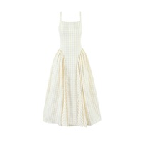 Robe de soirée mi-longue plissée à col carré, bretelles croisées au dos et taille ajustée, style français, personnalisable OEM, direct usine