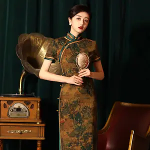 Qipao女性卸売既製ローブ中国の伝統的なレトロなスタイルのQipaoドレス
