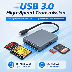 Lecteur de cartes <span class=keywords><strong>USB</strong></span> <span class=keywords><strong>C</strong></span> <span class=keywords><strong>USB</strong></span> 3.0 4 en 1, <span class=keywords><strong>adaptateur</strong></span> de <span class=keywords><strong>carte</strong></span> mémoire haute vitesse 5 Gbps CF MS <span class=keywords><strong>SD</strong></span> TF, prise en charge de la lecture simultanée pour ordinateur portable - Product Image 5