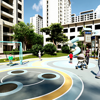 Structure de jeu extérieure commerciale TUV en acier et bois avec toboggan, balançoire et filet d'escalade, capacité de charge supérieure à 500 kg, pour parcs publics