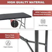 Table pliante en métal pour fêtes et événements en plein air (Blanc 6 FT 70x29) (Noir 6 FT)