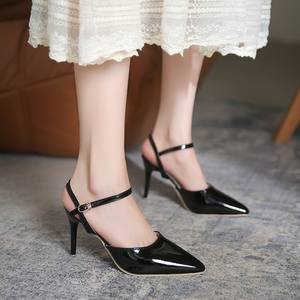 Parlak deri ucu kadın seksi ayakkabılar yüksek topuklu sandalet R8 - Product Image 1