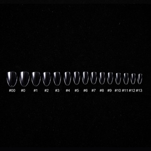 Tips Kuku <span class=keywords><strong>Gel</strong></span> Pendek Lembut Alami Bentuk Almond, Tanpa Lipatan, Ultra Tipis, OEM Pabrik, Full Cover Transparan, 750 Pcs, 15 Ukuran - Product Image 4