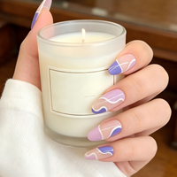 Ongles à presser en ABS personnalisés OEM, motif abstrait coloré, réutilisables, forme amande, pré-conçus, vente en gros