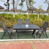 Mobilier d'extérieur Table de jardin Transformatrice extensible en aluminium Restaurant Patio Table à manger et chaises extensibles