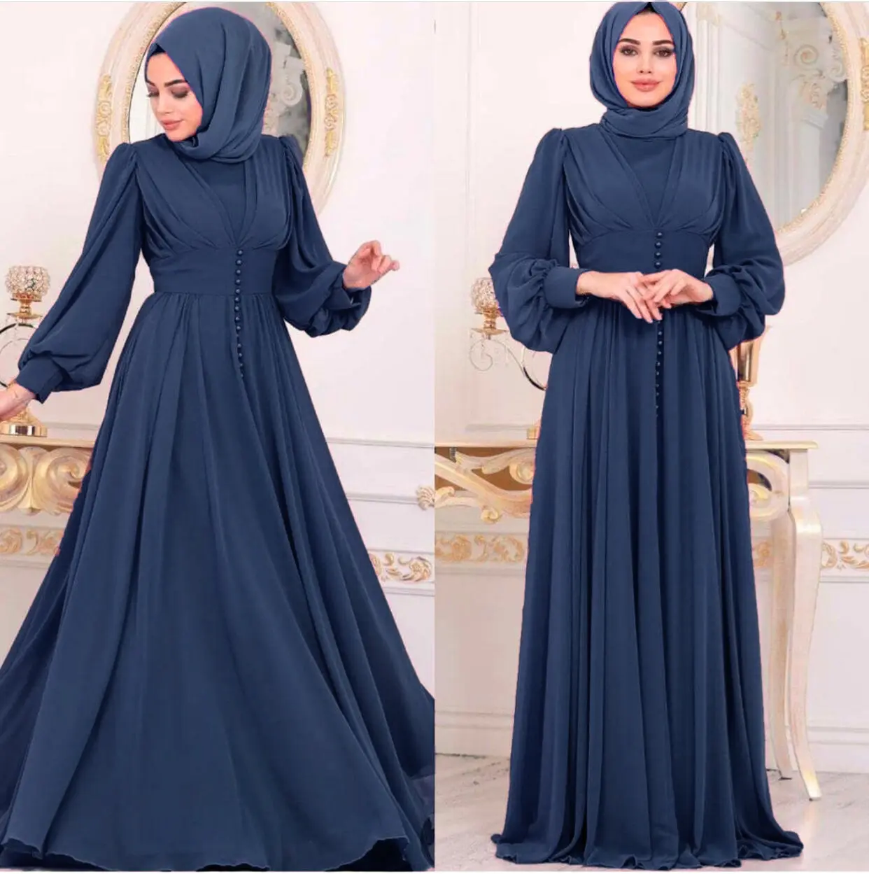 Abaya abbigliamento musulmano all'ingrosso turchia solido islamico cintura lunga usura vestito Nida donne Dubai Abaya