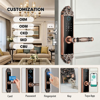 Neues Design Tuya WiFi Smart Türschloss mit Fingerabdruck, Karte, Passwort und Anti-Diebstahl-Alarm für Smart Villen