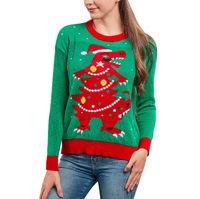 Pull de Noël personnalisé 2026 pour femme, à manches longues, en acrylique tricoté, style « Ugly Christmas » pour adultes