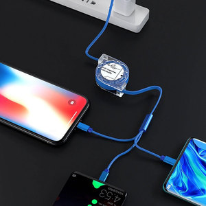 Nhà Sản Xuất Trực Tiếp 3 Trong 1 Có Thể Thu Vào 1M Xách Tay USB Sạc Nhanh Cáp Điện PVC Cho Android IOS Với Biểu Tượng Tùy Chỉnh Cho Quà Tặng - Product Image 2
