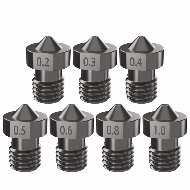 3d Printer Parts Hardened Steel Die Steel Nozzle 1.75mm 0.2/0.3/0.4/0.5mm for Printer Ender3 E3D Hot End Titan Extruder Prusa I3
