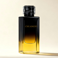 Ventes en gros de flacons de parfum en verre transparent carrés luxueux et colorés sur mesure, boîtes de 50 ml et 100 ml, vaporisateur à pompe pour parfum