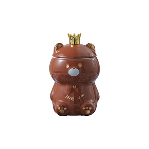 Tasse à café NEWSTAR Kawaii Bear, jolie tasse en céramique avec couvercle et cuillère adorable - Product Image 1