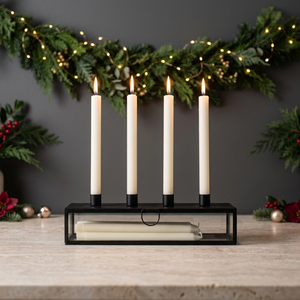Wholesale Modern <b>Black</b> Metal Candle Stand with Glass Storage Box Handmade Durable for Christmas & Easter Home Decoration - Product Image 2