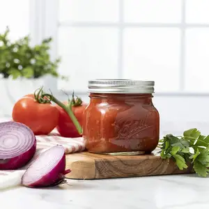 8Oz Lọ Thủy Tinh Thường Xuyên Đo Mason Jar Với Bạc Kim Loại Niêm Phong Nắp Cho Thực Phẩm Lưu Trữ Đóng Hộp Cho Uống Qua Đêm Yến Mạch Thạch