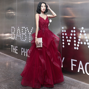 Jupe à bretelles de banquet, nouvelle robe élégante à texture fine, robe longue de soirée, robe de bal pour anniversaire, 2024 - Product Image 5