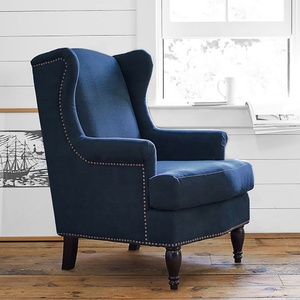 Home Furniture Living Room <strong>Wing</strong>-Shape <strong>Back</strong> French Style Linen Fabric Antique Design <strong>Arm</strong> Accent <strong>Chair</strong> - Product Image 3