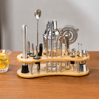 Kit de barman professionnel 19 pièces, outils de bar haut de gamme, shaker à cocktails en acier inoxydable, accessoires pour shaker à martini