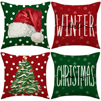 Housse de coussin de Noël YINUAN à pois, motif Père Noël et sapin, taie d'oreiller décorative pour canapé