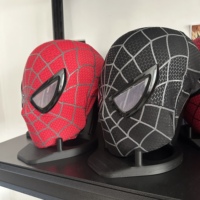 Masque de héros LED clignotant rouge et bleu, manuel, amusant, pour costume de cosplay, impression 3D, pour fêtes, cadeau pour enfant